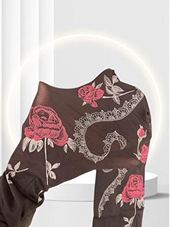 Grisi Alya Çiçek ve Dantel Desenli 40 Den Baskılı Vintage Külotlu Çorap (Made in Italy)