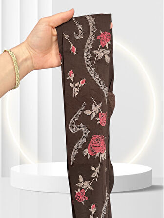 Grisi Alya Çiçek ve Dantel Desenli 40 Den Baskılı Vintage Külotlu Çorap (Made in Italy)