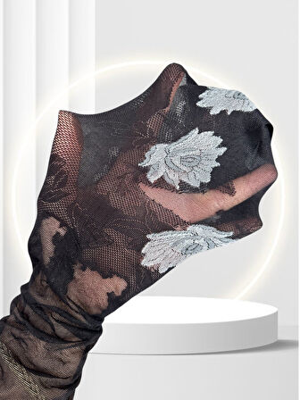 Grisi Tania Çiçek Desenli Baskılı Güpür Dantel Görünümlü 20 Den Desenli Külotlu Çorap (Made in Italy)