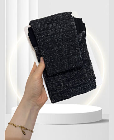 Intive Shiny Stil Puantiyeli Simli Parlak İpli 30 Den Siyah Külotlu Çorap- Şık Kombinleriniz İçin