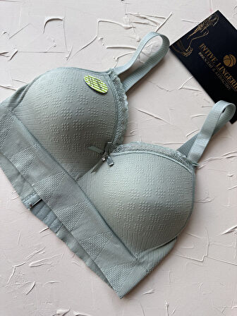 Celine C Cup Bambu Hisli Ultra Rahat Polamid Kumaştan Dokulu Dantel Detaylı Balensiz Desteksiz Sütyen