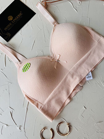 Celine C Cup Bambu Hisli Ultra Rahat Polamid Kumaştan Dokulu Dantel Detaylı Balensiz Desteksiz Sütyen