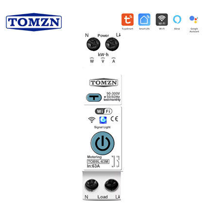 Tomzn Akıllı Kaçak Akım Rölesi ve Voltaj Akım Koruma Rölesi 63A WiFi Özellikli SmartLife