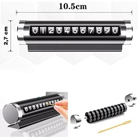 Alüminyum Kasa Çevirmeli Araç Içi Park Telefon Numaratör Parkmatik (SİYAH) Tüm Araçlara Uyumlu