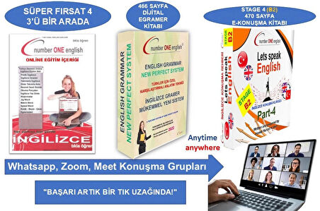 Dijital Elektronik GRAMER KİTABI+B2 KONUŞMA KILAVUZU … Number One English 50 Saat Online Paket Eğitim+ Elektronik Sınav+ 7/24 WhatsApp- Zoom- Google Meet konuşma Grupları ve Canlı Destek– EZBER BOZAN SİSTEM- EFSANE İNDİRİM... FİYATLARIMIZ 1 YILLIKTIR