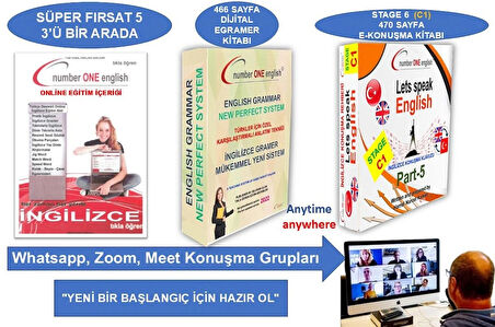 Dijital Elektronik GRAMER KİTABI+C1 KONUŞMA KILAVUZU … Number One English 50 Saat Online Paket Eğitim+ Elektronik Sınav+ 7/24 WhatsApp- Zoom- Google Meet konuşma Grupları ve Canlı Destek – EZBER BOZAN SİSTEM- EFSANE İNDİRİM... FİYATLARIMIZ 1 YILLIKTI