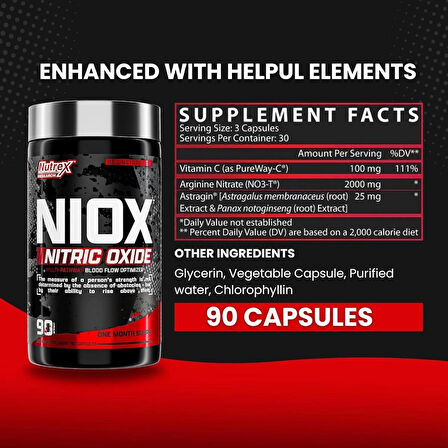 Nutrex Niox Nitric Oxide Arginine Nitrate+Vitamin C Muscle Pump Booster 90 Tablet