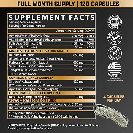 Nutrex Research Alpha-T Magnum Testosterone Support for Men | Anabolic Folic Acid , Tongkat Ali, Fadogia Agrestis, Boron , Apigenin , Shilajit and Ashwagandha | Muscle Builder for Strength, Growth & Hormone Balance