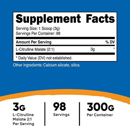 Nutricost L-Citrulline Malate 2:1 Powder 300 Grams 98 Servis