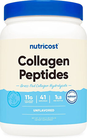 Nutricost Collagen(Kolajen) Peptides Powder 1LB (454 G) - Grass Fed Bovine Collagen Hydrolysate (Unflavored)