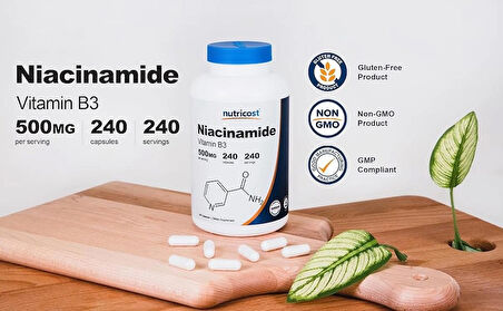 Nutricost Niacinamide Sıvilce Cilt Temizliği 500 mg 240 capsules