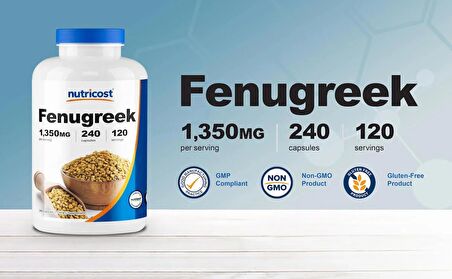 Nutricost Fenugreek antioksidan , bağırsak , sindirim düzenleyici 240 Capsules