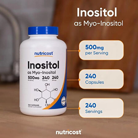Nutricost İnositol 500mg 240 Caps Veggie Non-GMO Gluten Free (Myo-Inositol)