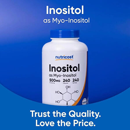 Nutricost İnositol 500mg 240 Caps Veggie Non-GMO Gluten Free (Myo-Inositol)
