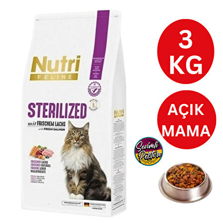 Nutri Feline Somonlu Tahılsız Kısırlaştırılmış Açık Kedi Maması 3 kg