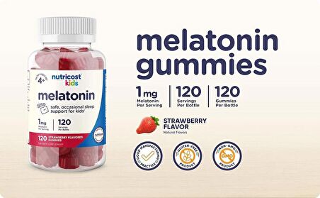 Nutricost Kids Melatonin Uyku Night Sleep Gummies 120