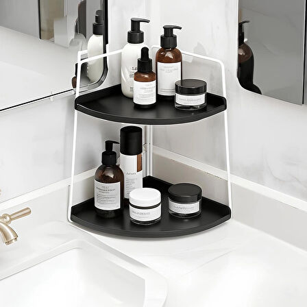 Dekoratif 2 Katlı Raf | Çok Amaçlı Organizer Paslanmaz Çelik & Ahşap Stand – Salon, Mutfak, Banyo, Çalışma Alanı İçin
