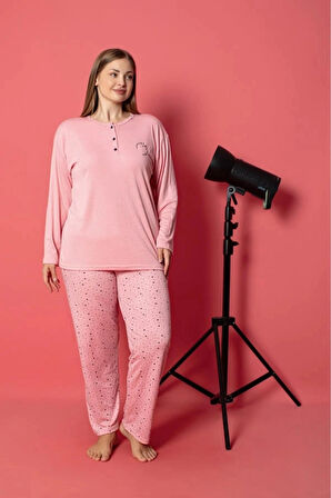 Lukitus Bambu Pamuk Büyük Beden Battal Kadın Pijama Takımı