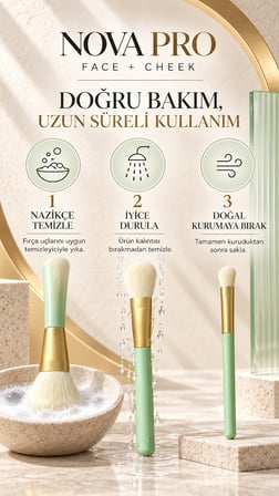 NOVA PRO Face + Cheek 6’lı Makyaj Fırçası Seti – Yüz, Göz ve Detay Fırçaları