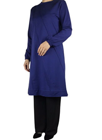 KADIN ÖNÜ DİKİŞLİ KOLLARI LASTİKLİ ETEK UCU BANTLI KRİSTAL İKİ İPLİK MEVSİMLİK TUNİK