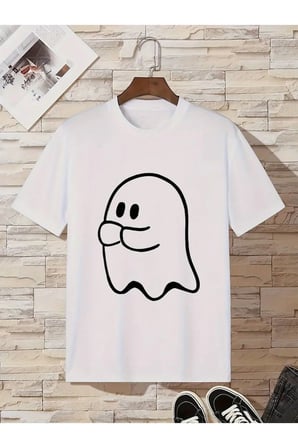 Sevgili Kombin Tişörtü Hayalet Baskılı Çift Kombini Unisex Oversize %100 Pamuk Tişört Seti