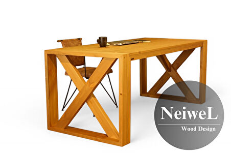 Neiwel Diaz Doğal Ahşap Çalışma ve Ofis Masası-80cm-220cm