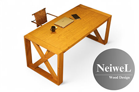 Neiwel Diaz Doğal Ahşap Çalışma ve Ofis Masası-80cm-220cm