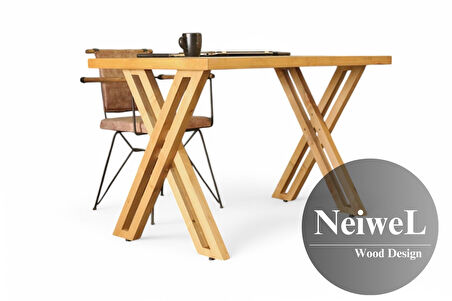 Neiwel Riva Doğal Ahşap Çalışma ve Ofis Masası-70cm-140cm