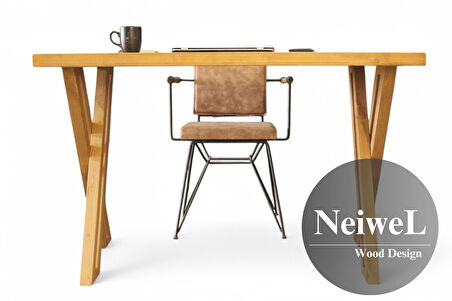 Neiwel Riva Doğal Ahşap Çalışma ve Ofis Masası-70cm-140cm