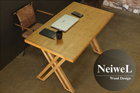 Neiwel Riva Doğal Ahşap Çalışma ve Ofis Masası-70cm-140cm