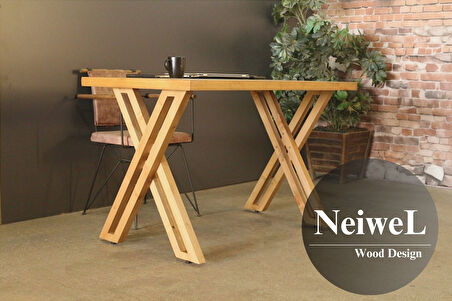 Neiwel Riva Doğal Ahşap Çalışma ve Ofis Masası-70cm-140cm