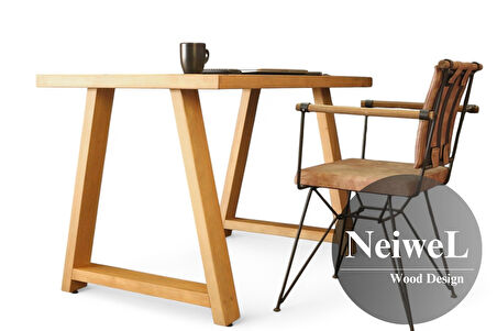 Neiwel Mies Doğal Ahşap Çalışma ve Ofis Masası-70cm-120cm