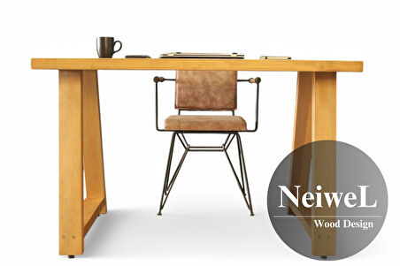 Neiwel Mies Doğal Ahşap Çalışma ve Ofis Masası-70cm-120cm