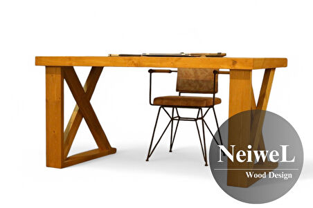 Neiwel Wood Doğal Ahşap Çalışma ve Ofis Masası-80cm-140cm