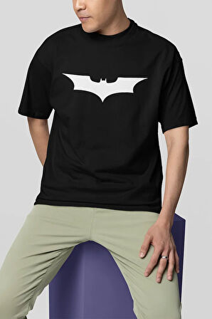 Batman Logo Baskılı Unisex Oversize Tişört