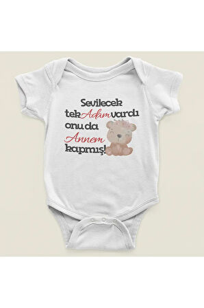 Sevilecek Tek Adam Vardı Onuda Annem Kapmış ! Yazılı Pamuklu Yumuşak Unisex Çıtçıtlı Body Zıbın