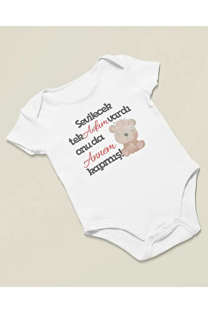 Sevilecek Tek Adam Vardı Onuda Annem Kapmış ! Yazılı Pamuklu Yumuşak Unisex Çıtçıtlı Body Zıbın