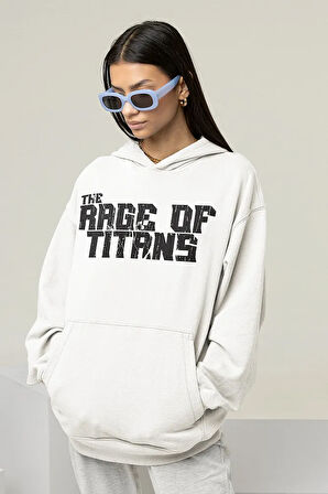 The Rage Of Titans Yazılı Unisex Oversize Hoodie