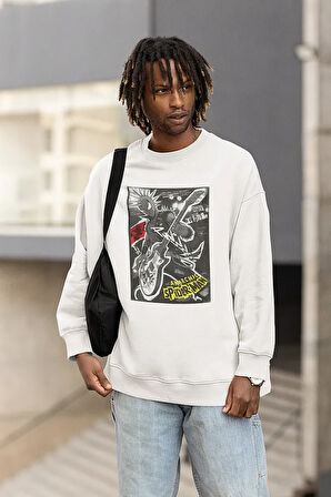 Anarchic Spider-Man Baskılı Unisex Oversize Spider-Punk Sweatshirt