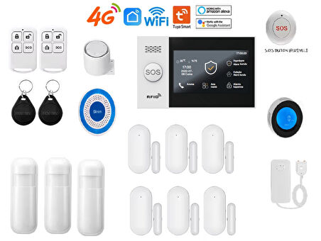 PGST OBİEM Akıllı Ev Güvenlik Alarm Sistemleri Kolay Kurulum (Sim Kart/Google Asistan/Amazon Alexa/Tuya Smart)