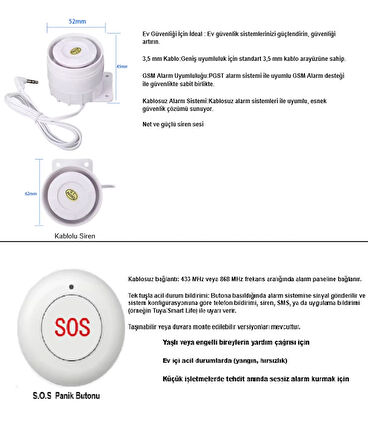 PGST OBİEM Akıllı Ev Güvenlik Alarm Sistemleri Kolay Kurulum (Sim Kart/Google Asistan/Amazon Alexa/Tuya Smart)