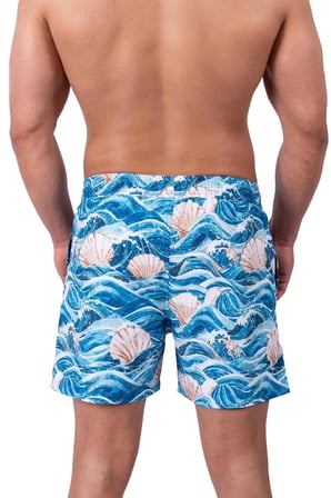Bronz Ocean Wave Erkek Deniz Şortu Hızlı Kuruyan AquaDry Kumaş, Mavi Tonlar, Fermuarlı Cepli XXL Beden