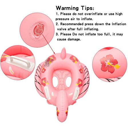 0-2 Yaş Pembe Figürlü Oturaklı Bebek Şişme Deniz Simidi, Çocuk Deniz Can Simidi, Tutmalı Can Simidi