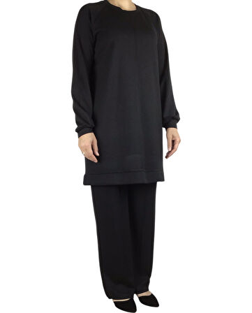 KADIN TUNİK ÖNÜ DİKİŞLİ ALTI BANTLI PANTOLON BELİ LASTİKLİ ÖNÜ DİKİŞLİ İKİLİ TAKIM