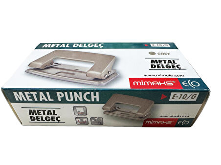 Mimaks E-10/G Metak Gri Renk Delgeç - 10 Sayfa Delme Kapasiteli - 80 mm. Delme Genişliği - 1 Adet