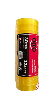 Otto Kırtasiye Para Bandı Aksrilik Yapışkan Selobant -30 YRD -11 mm. -Şeffaf - 12 Adet