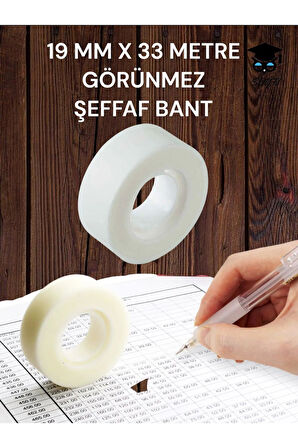 Motex Görünmez Şeffaf Bant - Düzeltme Birleştirme Bandı - 19 mm x 33 Metre - 3 Adet