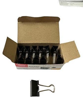 Cassa 8225 25 mm. Metal Çelik Siyah Kağıt Kıskacı Ataş Evrak Mandalı - 12 Adetlik Paket