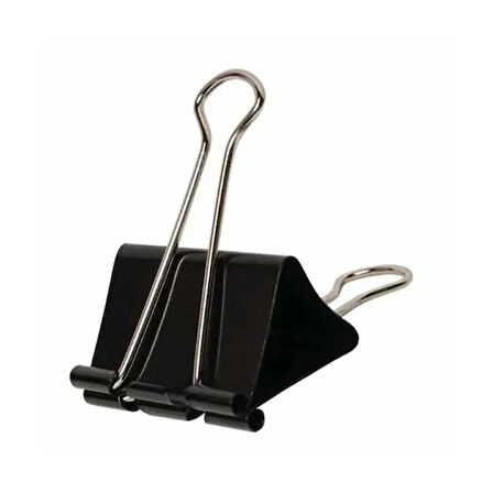 Cassa 8225 25 mm. Metal Çelik Siyah Kağıt Kıskacı Ataş Evrak Mandalı - 12 Adetlik Paket