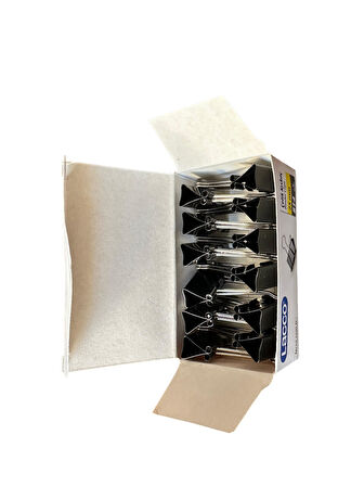 Lacco 814 25 mm. Metal Çelik Siyah Kağıt Kıskacı Ataş Evrak Mandalı - 12 Adetlik Paket